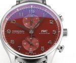 Portuguese Chrono IW3716 V6SF 1:1 Best Edition Red Dial on Black Leather Strap A7750 - Image 6