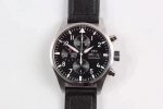 Pilot Chrono SS AZF 1:1 Best Edition Black Dial on Black Leather Strap A7750