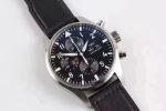Pilot Chrono SS AZF 1:1 Best Edition Black Dial on Black Leather Strap A7750 - Image 2