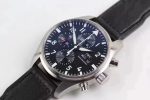 Pilot Chrono SS AZF 1:1 Best Edition Black Dial on Black Leather Strap A7750 - Image 3