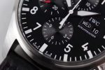 Pilot Chrono SS AZF 1:1 Best Edition Black Dial on Black Leather Strap A7750 - Image 5
