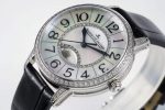 Rendez-Vous Night & Day SS White MOP Dial Diamonds Bezel on Black Leather Strap A898 - Image 5