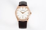 Master Ultra Thin Date 1232510 RG ZF 1:1 Best Edition Eggshell Beige Dial on Brown Leather Strap A899/1