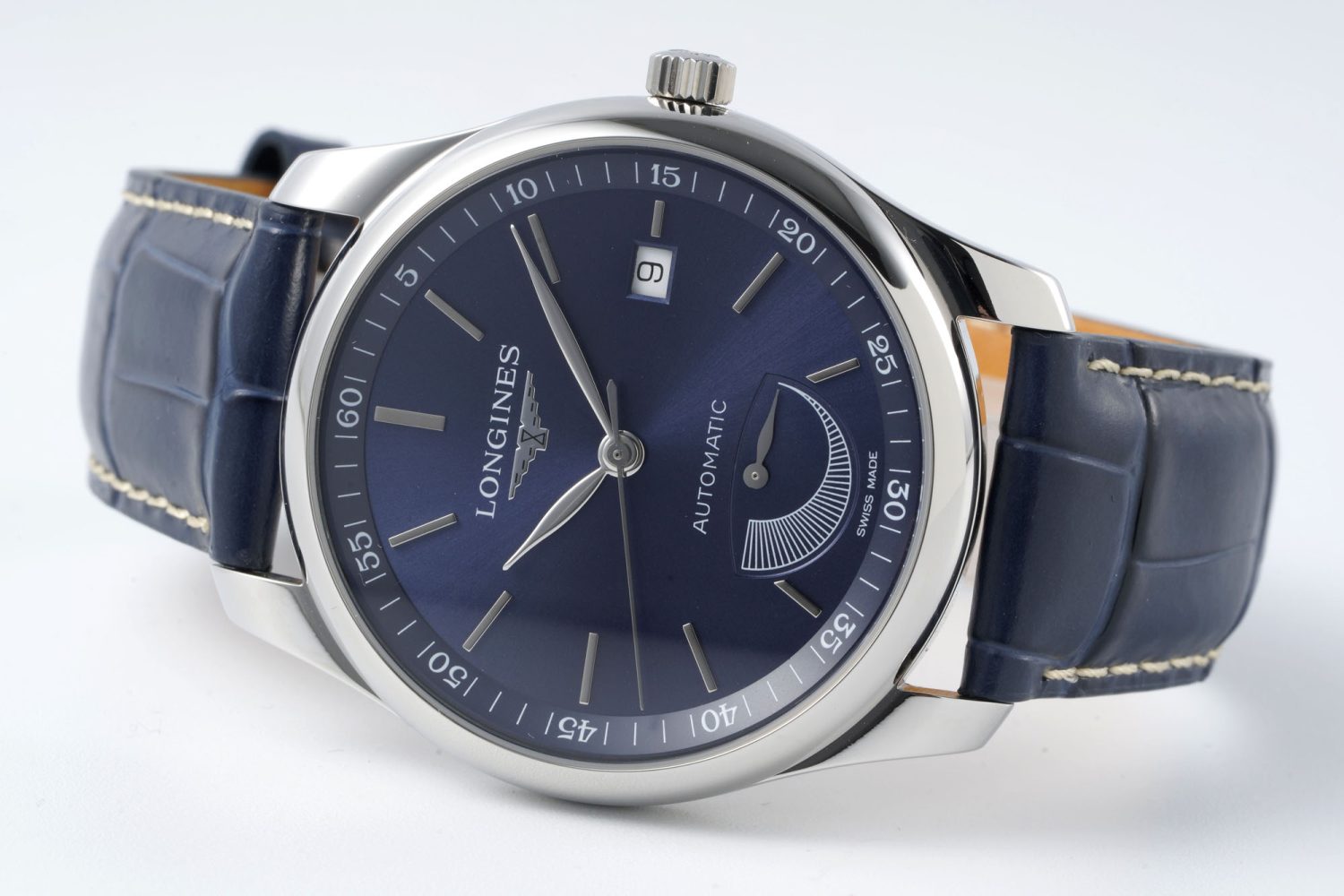 Master Power Reserve SS APSF 1:1 Best Edition Blue Dial on Blue Leather Strap AL602 - Image 5