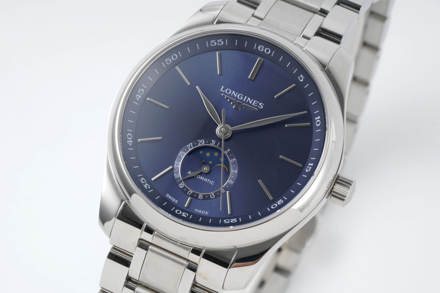 Master Moonphase SS APSF 1:1 Best Edition Blue Stick Dial on SS Bracelet AL899 - Image 3