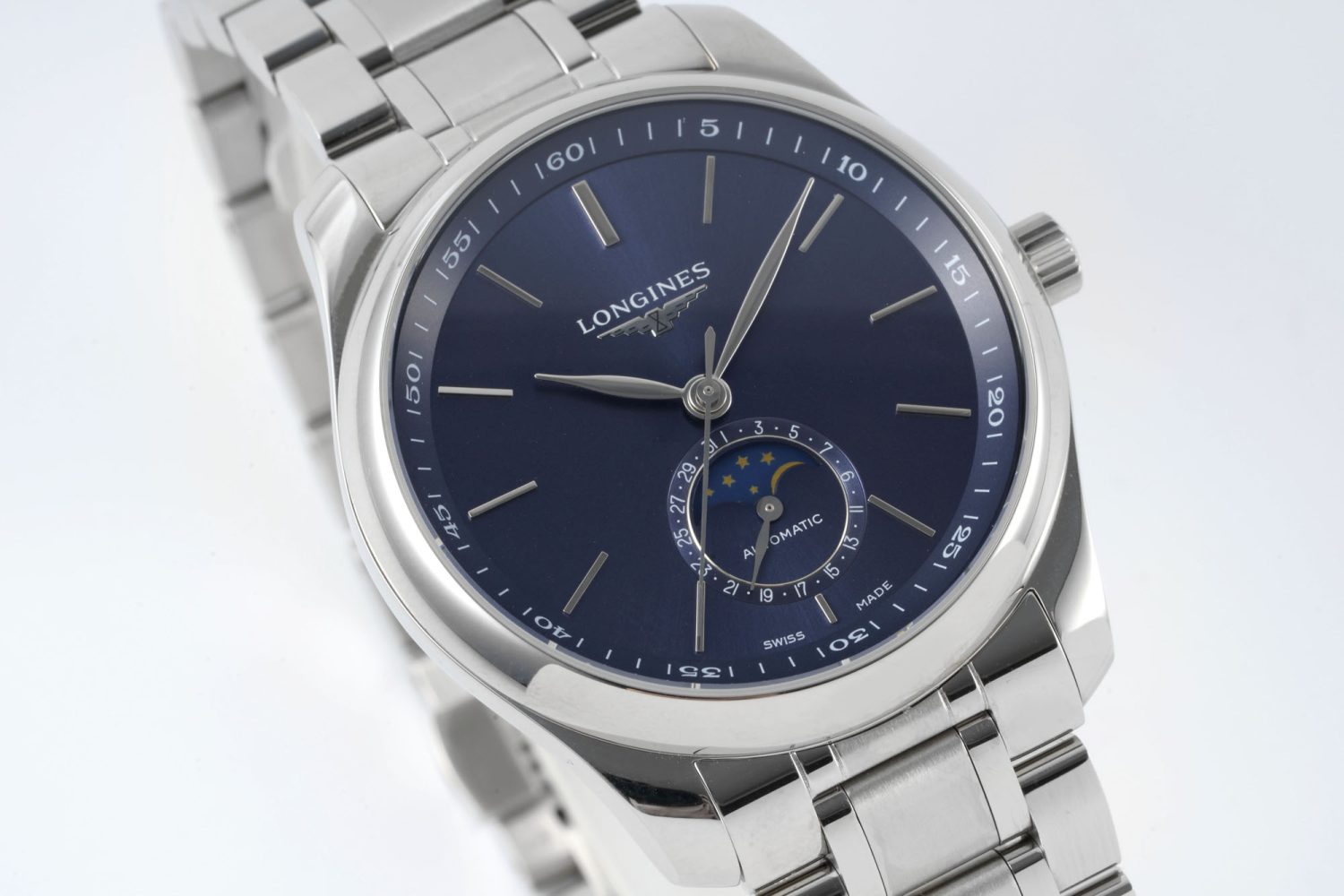 Master Moonphase SS APSF 1:1 Best Edition Blue Stick Dial on SS Bracelet AL899 - Image 4