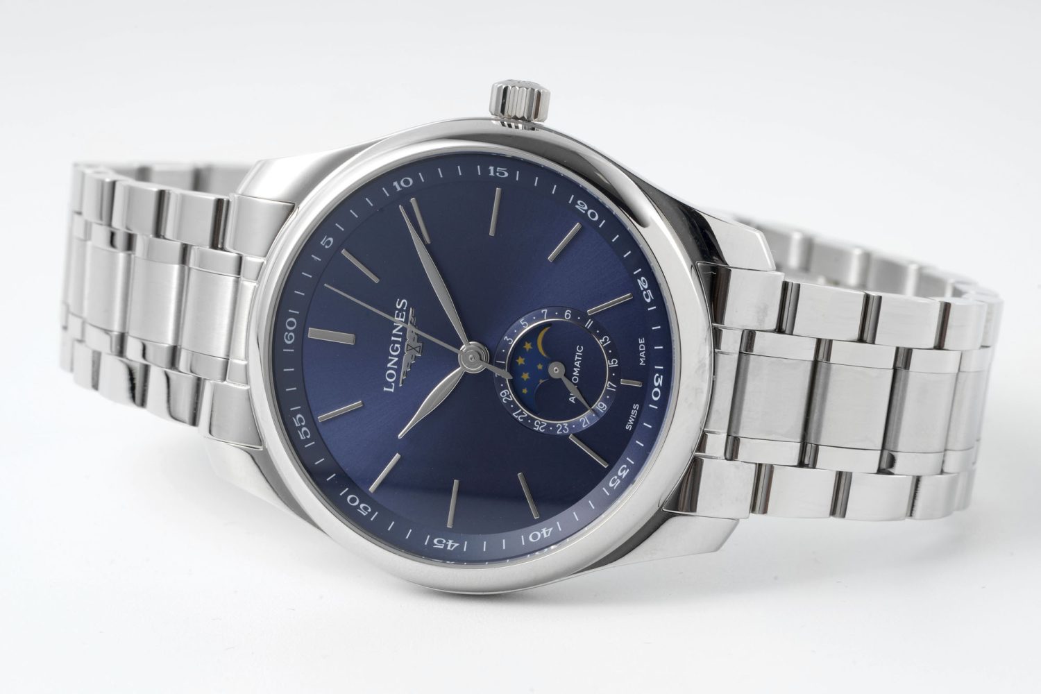 Master Moonphase SS APSF 1:1 Best Edition Blue Stick Dial on SS Bracelet AL899 - Image 5