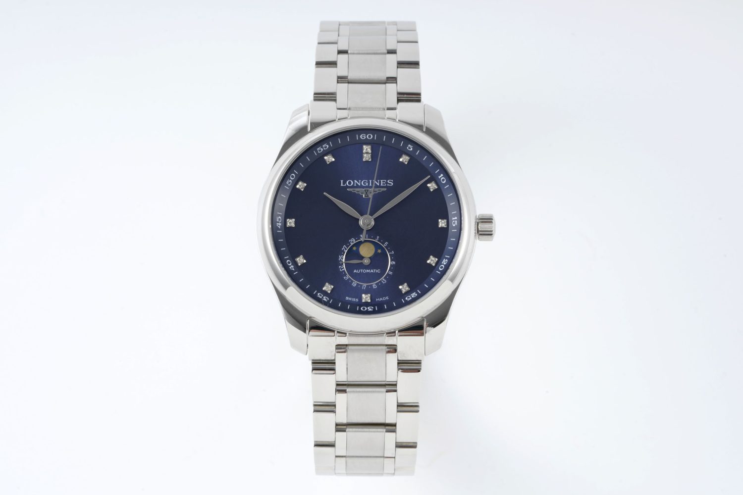 Master Moonphase SS APSF 1:1 Best Edition Blue Diamonds Dial on SS Bracelet AL899 - Image 1