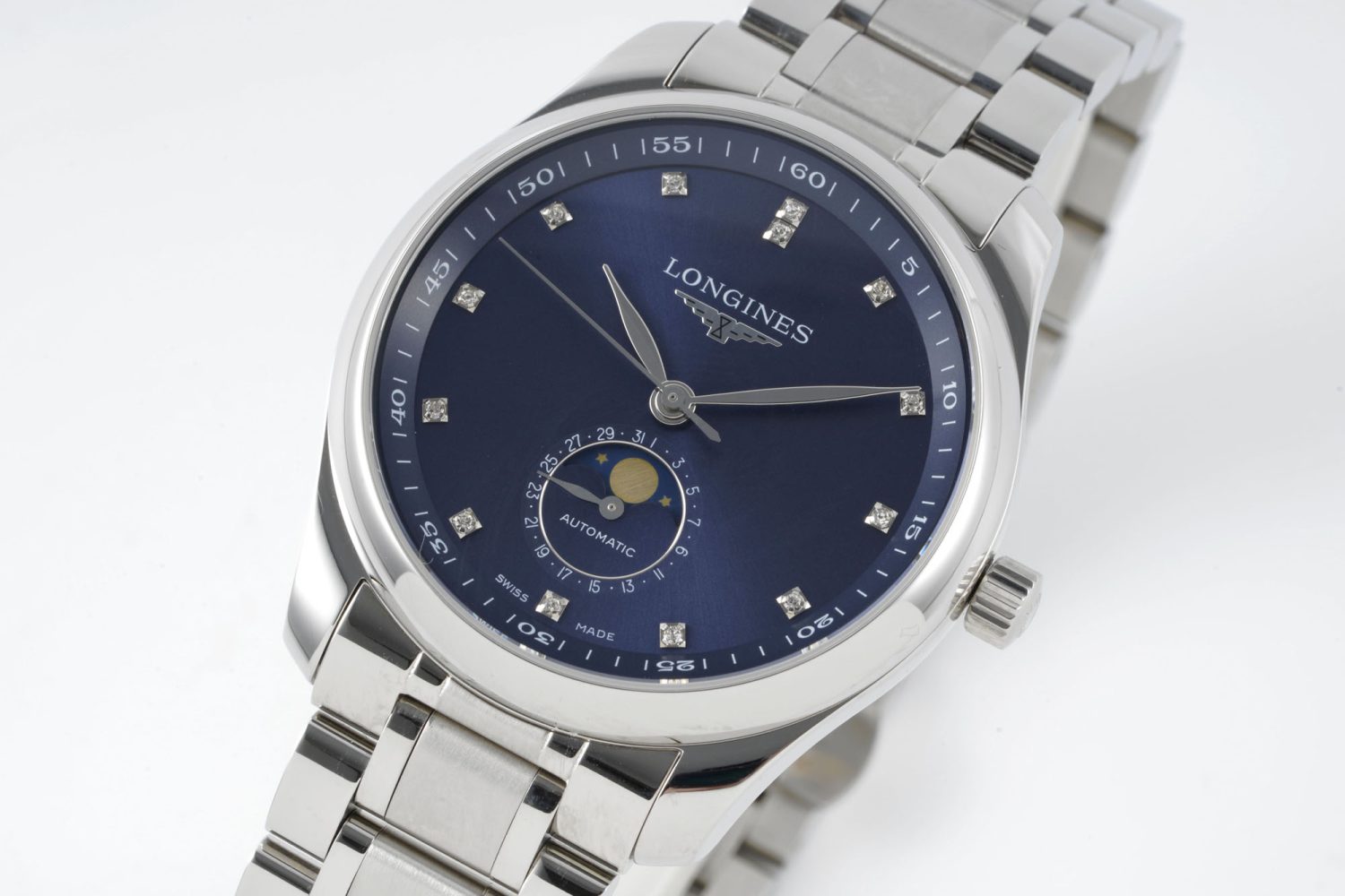 Master Moonphase SS APSF 1:1 Best Edition Blue Diamonds Dial on SS Bracelet AL899 - Image 3
