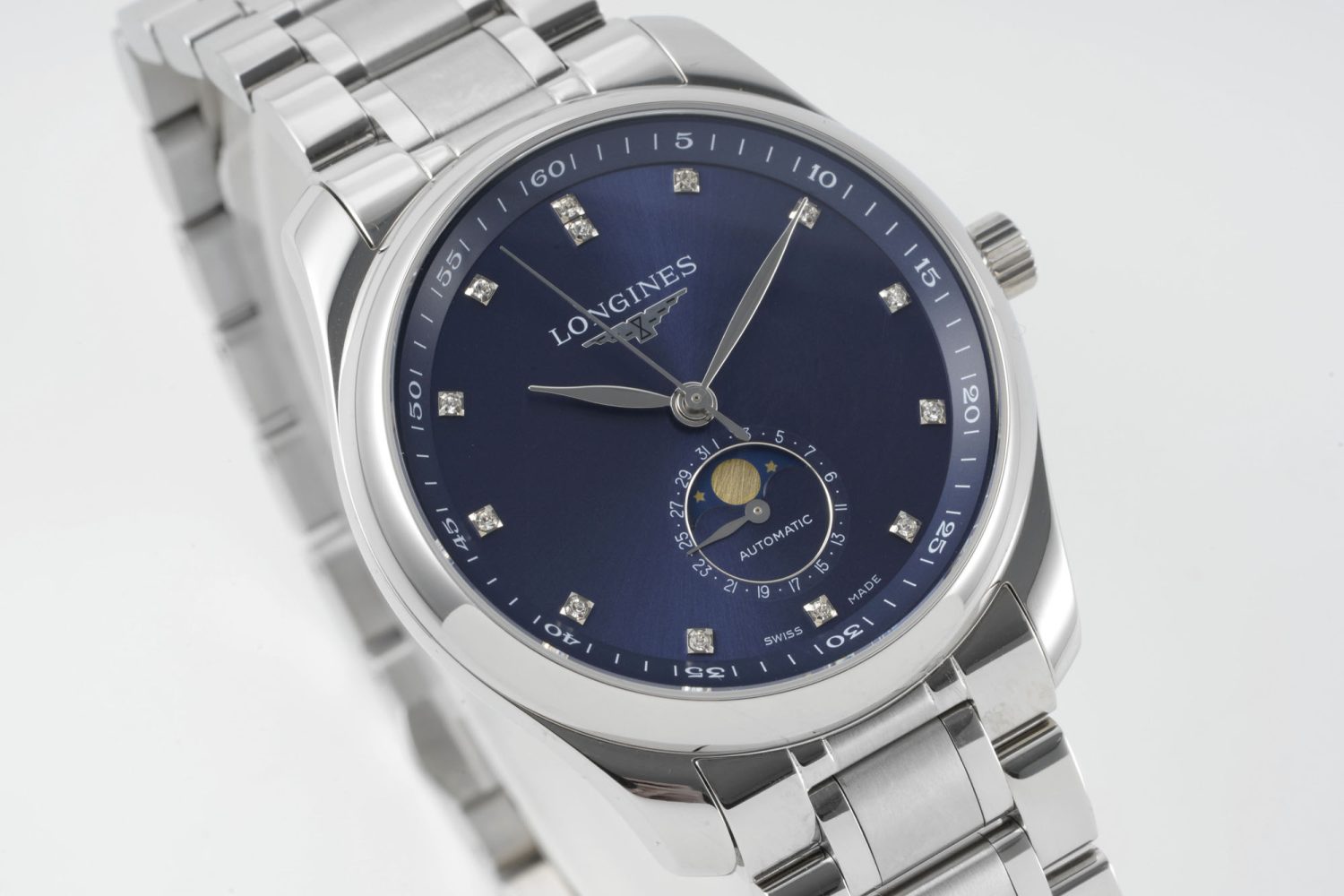 Master Moonphase SS APSF 1:1 Best Edition Blue Diamonds Dial on SS Bracelet AL899 - Image 4