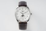 Master Moonphase SS APSF 1:1 Best Edition White Diamonds Dial on Brown Leather Strap AL899