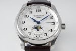 Master Moonphase SS APSF 1:1 Best Edition White Numeral Dial on Brown Leather Strap AL899 - Image 2