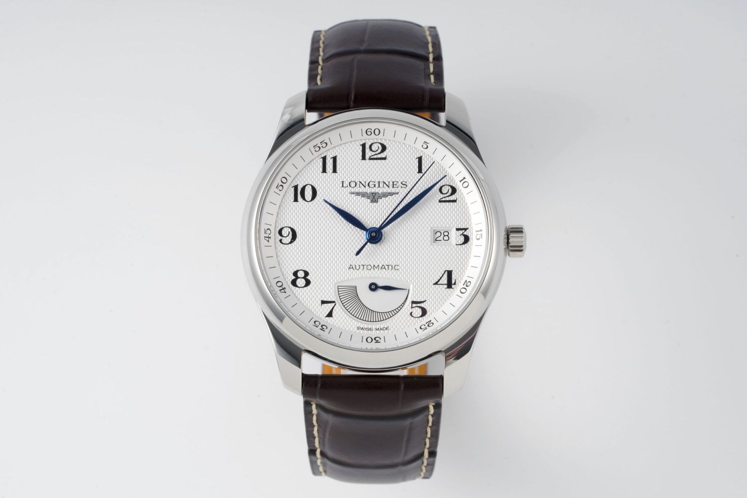 Master Power Reserve SS APSF 1:1 Best Edition White Dial on Brown Leather Strap AL602 - Image 1