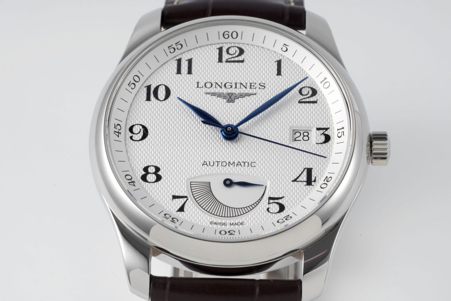 Master Power Reserve SS APSF 1:1 Best Edition White Dial on Brown Leather Strap AL602 - Image 2