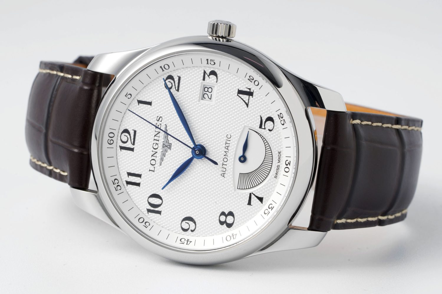 Master Power Reserve SS APSF 1:1 Best Edition White Dial on Brown Leather Strap AL602 - Image 5