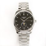 Longines Master Moonphase GF SS/SS Diamond Markers Black Textured Dial On SS Bracelet A899