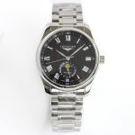 Longines Master Moonphase GF SS/SS Roman Markers Black Textured Dial On SS Bracelet A899