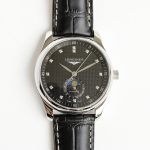 Longines Master Moonphase GF SS Roman Markers Blue Textured Dial On Leather Strap A899