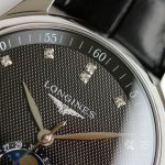Longines Master Moonphase GF SS Roman Markers Blue Textured Dial On Leather Strap A899 - Image 4