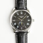Longines Master Moonphase GF SS Roman Markers Blue Textured Dial On Leather Strap A899