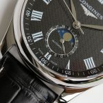Longines Master Moonphase GF SS Roman Markers Blue Textured Dial On Leather Strap A899 - Image 5