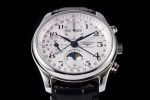 Master Moonphase Chronograph SS GSF 1:1 Best Edition White Dial on Blcak Leather Strap A7751 - Image 4