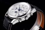 Master Moonphase Chronograph SS GSF 1:1 Best Edition White Dial on Blcak Leather Strap A7751 - Image 5