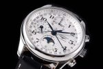 Master Moonphase Chronograph SS GSF 1:1 Best Edition White Dial on Blcak Leather Strap A7751 - Image 6