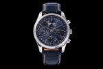 Master Moonphase Chronograph SS GSF 1:1 Best Edition Blue Dial on Black Leather Strap A7751