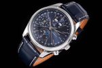 Master Moonphase Chronograph SS GSF 1:1 Best Edition Blue Dial on Black Leather Strap A7751 - Image 2