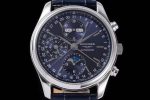 Master Moonphase Chronograph SS GSF 1:1 Best Edition Blue Dial on Black Leather Strap A7751 - Image 3