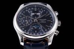Master Moonphase Chronograph SS GSF 1:1 Best Edition Blue Dial on Black Leather Strap A7751 - Image 4