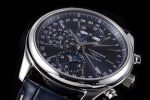 Master Moonphase Chronograph SS GSF 1:1 Best Edition Blue Dial on Black Leather Strap A7751 - Image 6