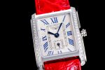 DolceVita 23mm Ladies Watch 8848F 1:1 Best Edition White Dial Diamonds Bezel on Red Leather Strap Swiss Quartz - Image 5