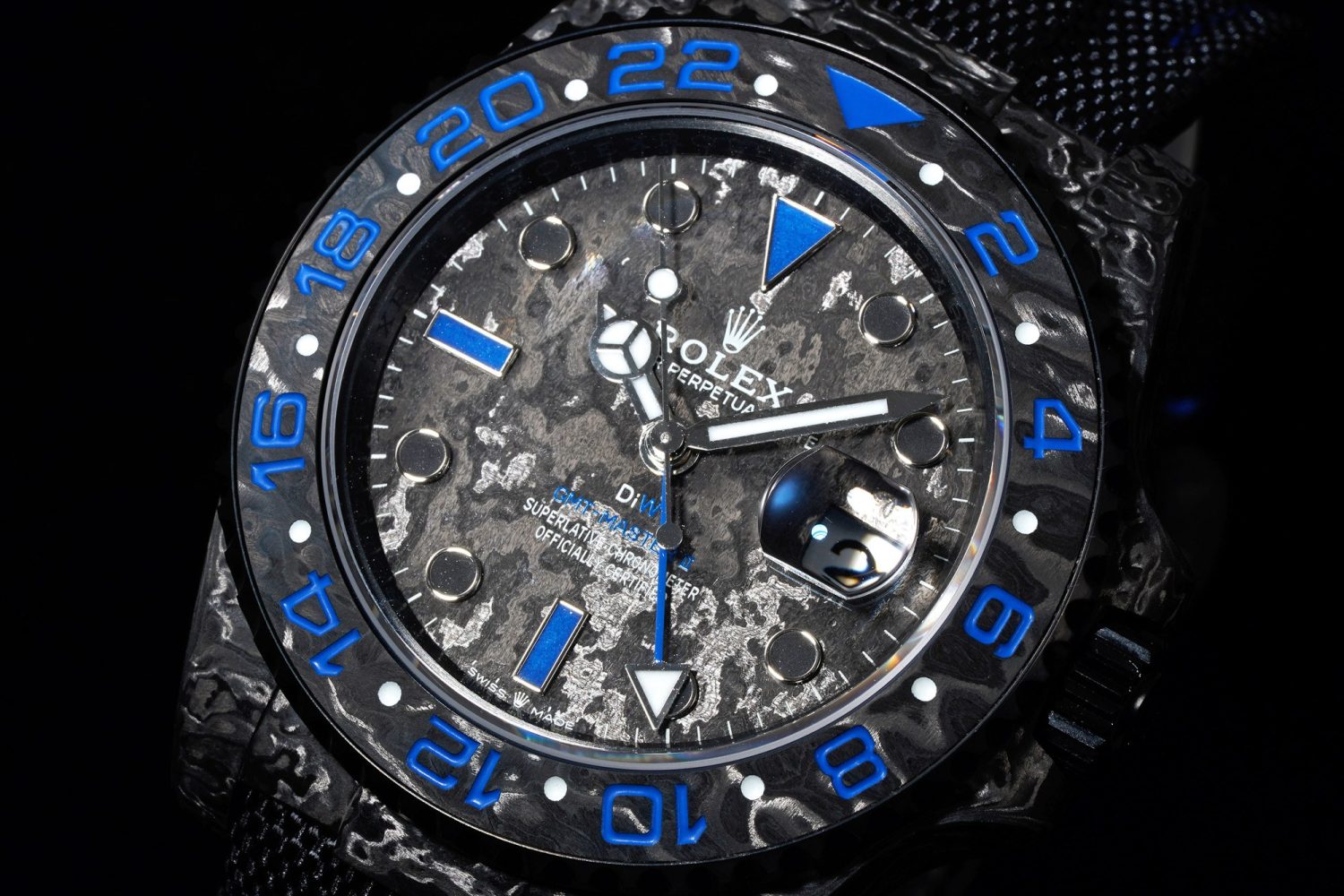 GMT DIW Carbon VSF 1:1 Best Edition Black/Blue Black Dial on Black Nylon Strap VR3186 CHS - Image 2