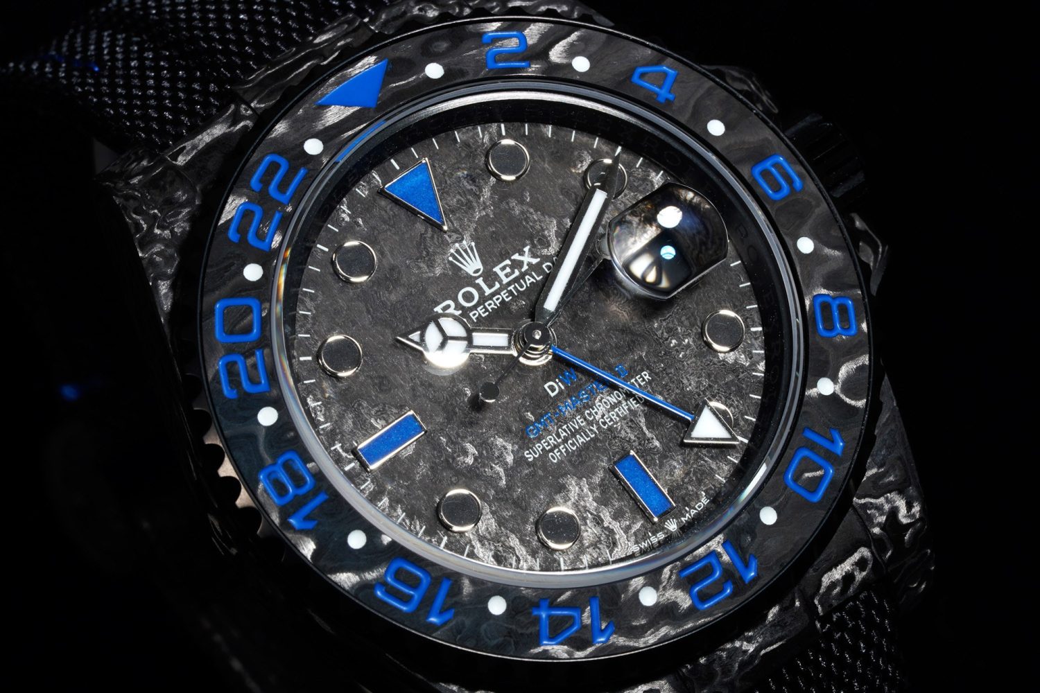 GMT DIW Carbon VSF 1:1 Best Edition Black/Blue Black Dial on Black Nylon Strap VR3186 CHS - Image 3