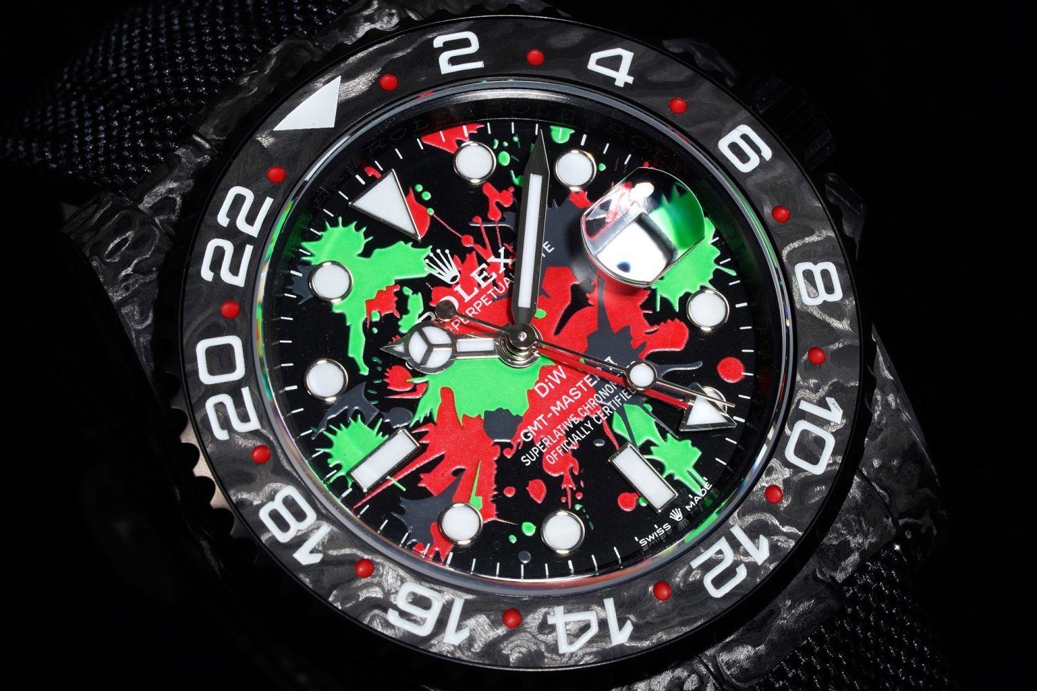 GMT DIW Carbon VSF 1:1 Best Edition Green/Red Dial on Black Nylon Strap VR3186 CHS - Image 3