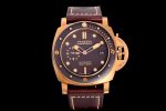 PAM968 V Bronzo VSF 1:1 Best Edition Brown Ceramic Bezel and Dial on Brown Calfskin Strap P.9010 Clone