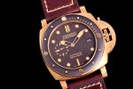 PAM968 V Bronzo VSF 1:1 Best Edition Brown Ceramic Bezel and Dial on Brown Calfskin Strap P.9010 Clone - Image 2
