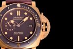 PAM968 V Bronzo VSF 1:1 Best Edition Brown Ceramic Bezel and Dial on Brown Calfskin Strap P.9010 Clone - Image 4