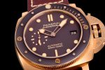 PAM968 V Bronzo VSF 1:1 Best Edition Brown Ceramic Bezel and Dial on Brown Calfskin Strap P.9010 Clone - Image 5