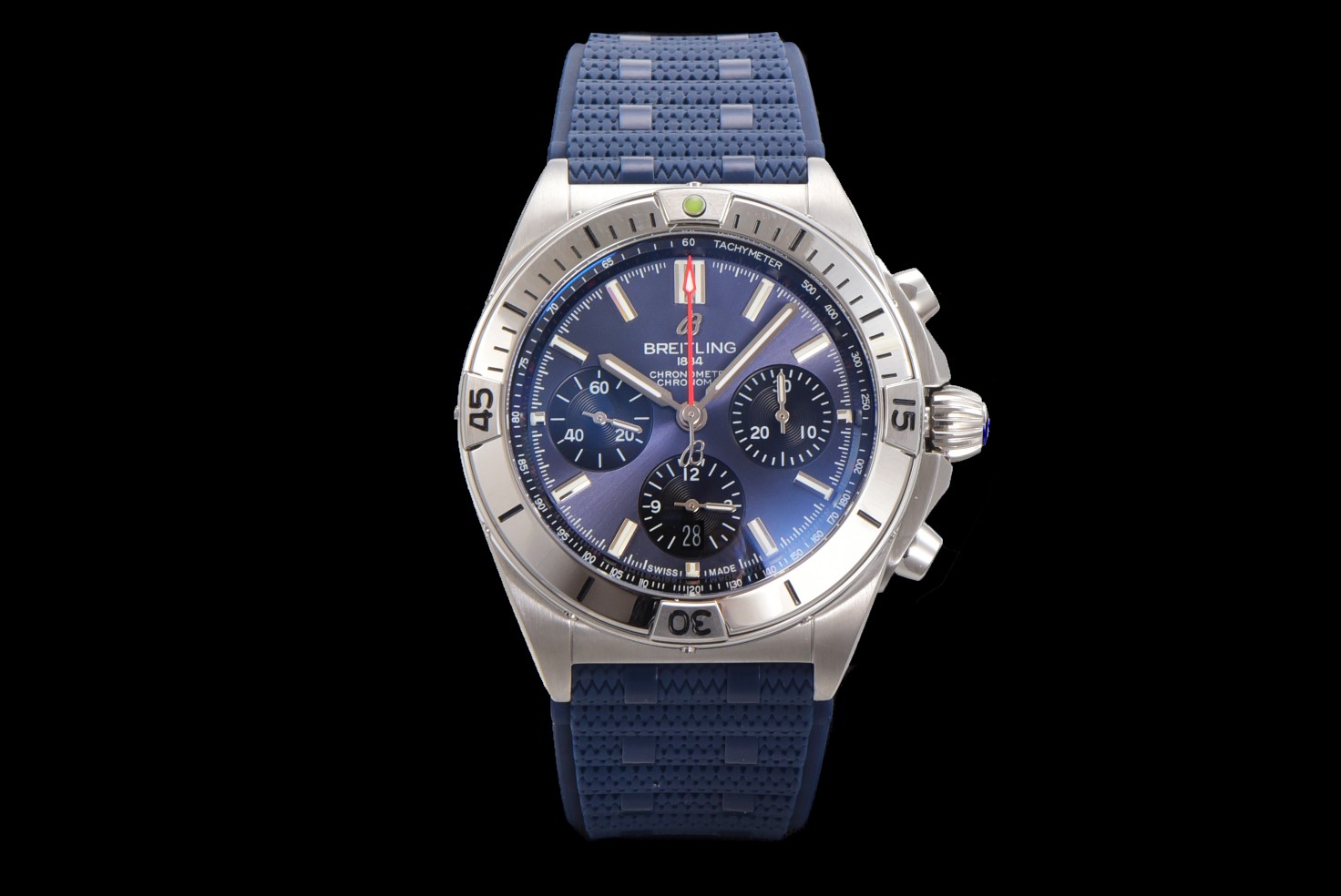 Chronomat B01 42mm SS TF 1:1 Best Edition Blue Dial on Blue Rubber Strap A7750