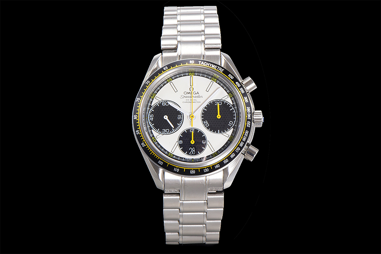 Speedmaster Racing Master SS HKF Best Edition White/Black Dial on SS Bracelet A7750