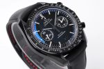 Speedmaster Moonwatch Co-Axial OMF 1:1 Best Edition Black Dial White Logo on Black Leather Strap A9300 (Black Balance Wheel) V2 - Image 2