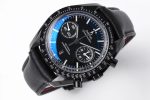 Speedmaster Moonwatch Co-Axial OMF 1:1 Best Edition Black Dial White Logo on Black Leather Strap A9300 (Black Balance Wheel) V2 - Image 4