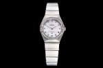 Constellation Ladies 25mm K11F 1:1 Best Edition SS White MOP Dial Diamonds Markers Diamonds Bezel on SS Bracelet ETA Quartz