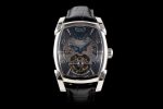 Kalpa Grande Tourbillon Real PR SS Gray Skeleton Dial on Black Leather Strap