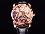 Fleurier Tonda Tourbillon Woodrock RG Real PR JBF Best Edition Red Man Dial on Brown Leather Strap
