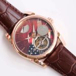Fleurier Tonda Tourbillon Woodrock RG Real PR JBF Best Edition Red Dial on Brown Leather Strap - Image 3