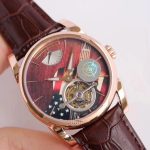 Fleurier Tonda Tourbillon Woodrock RG Real PR JBF Best Edition Red Dial on Brown Leather Strap - Image 4
